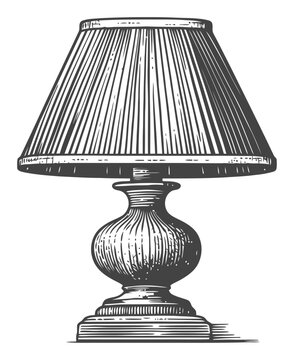 recommend clip art: Vintage Woodcut Illustration of a Classic Table Lamp Design