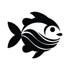 Stylish Black and White Fish Silhouette Design, Elegant Fish Silhouette Design for Branding