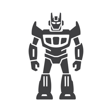 black and white transformer robot icon