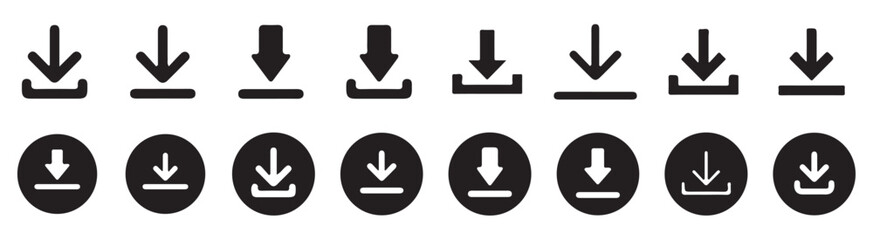 Download icon set. download sign and symbol.. Files download and upload icons symbol in line and flat style on white background. Vector Eps 10 © MDABDUR