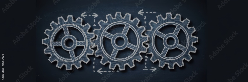 Poster interlocking gears illustrating a complex system