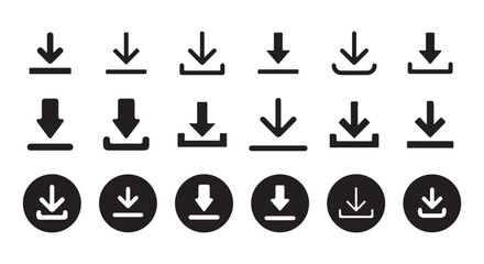 Download icon set. download sign and symbol.. Files download and upload icons symbol in line and flat style on white background. Vector Eps 10