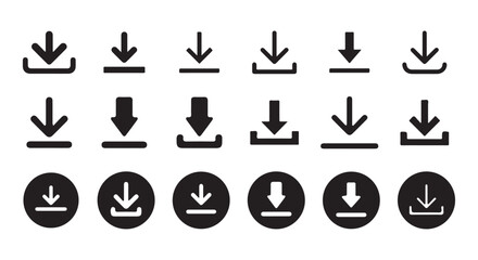Download icon set. download sign and symbol.. Files download and upload icons symbol in line and flat style on white background. Vector Eps 10
