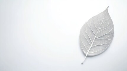 Pale Gray Leaf on White Background