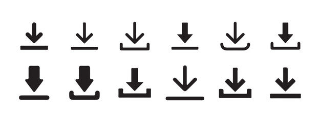 Download icon set. download sign and symbol.. Files download and upload icons symbol in line and flat style on white background. Vector Eps 10
