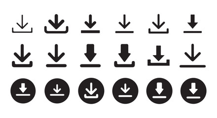 Download icon set. download sign and symbol.. Files download and upload icons symbol in line and flat style on white background. Vector Eps 10