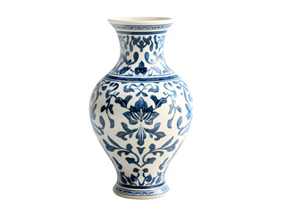 Ornate porcelain vase with blue and white floral design