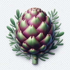 Fototapeta premium Fresh Artichoke Isolated on White Background with Transparent Effect 