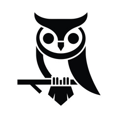 Stylish Black and White Owl Silhouette Design, Sophisticated Owl Silhouette Monochrome Artwork