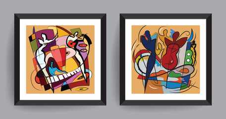 Music abstract art. Abstract painting for Cafe, Studio, Home, Hotel, Restaurant and Office wall.
