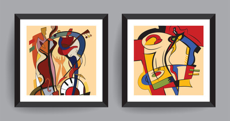 Music abstract art. Abstract painting for Cafe, Studio, Home, Hotel, Restaurant and Office wall.
