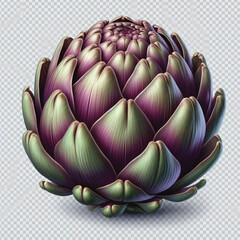 Obraz premium Fresh Artichoke Isolated on White Background with Transparent Effect 