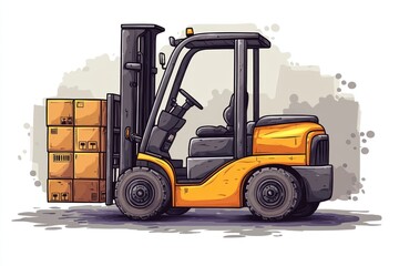 Forklift Truck isolated on white. Forklift . Construction Vehicle. Industrial Forklift Machine. Heavy Forklift Truck on white. Forklift Truck isolated on white. Logistic and Cargo Concept.	