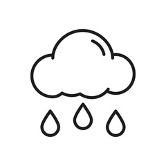 Cloud With Raindrops Line Icon. Weather Forecast, Rainy Season, And Precipitation Outline Symbol. Climate Change, Meteorology, And Water Cycle. Editable Stroke. Isolated Vector Illustration