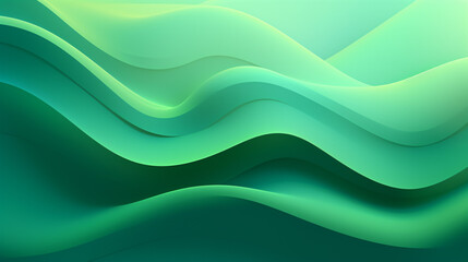 Fototapeta premium Simple flat green gradient background with swirling wave curves, perfect for premium product display and banners.