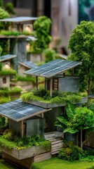 Fototapeta premium Innovative Model of an Eco-Friendly House with Solar Panels for Sustainable Tourism and Business Strategy Development