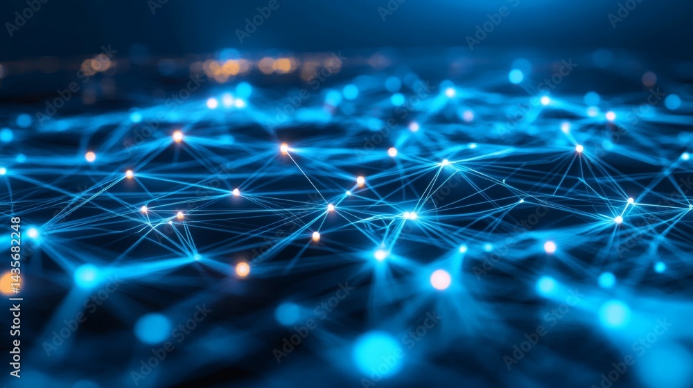 Aufkleber futuristic cybernetic blue background with intricate glowing circuit lines forming an interconnected