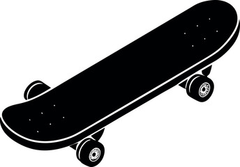 Skateboard Silhouette Vector – Simple Black Sports Equipment Illustration