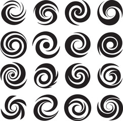 Various Abstract Design Elements – Set of Swirling Circle Designs for Creative Projects.