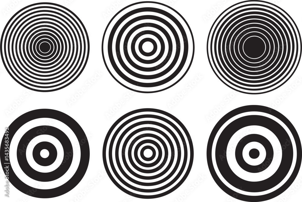 Poster various abstract design elements – set of swirling circle designs for creative projects.