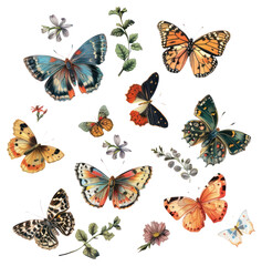 PNG Butterfly with florals design butterflies butterfly vintage.