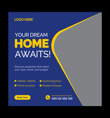 Luxury Apartment for Sale Social Media Post. Modern Apartment for Sale Social Media Template