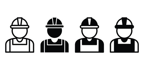 Factory Worker Icons Black and White Color Vector Design Illustration