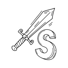 An illustration of letter S stand for Sword