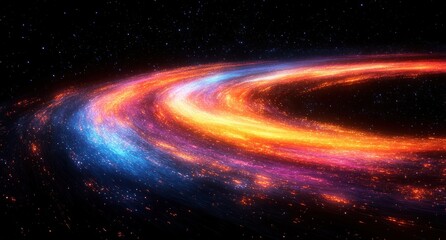 Obraz premium Cosmic spiral galaxy, vibrant hues of space.