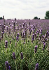 Obraz premium Lavender Field Blooming with Purple Flowers on a Sunny Day