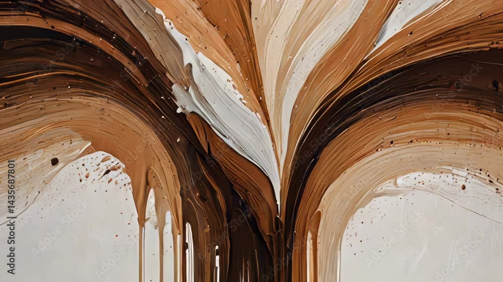 Poster abstract earthy tones with swirling patterns and textural layers.