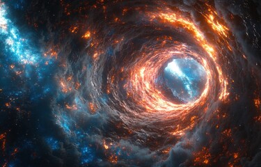 Obraz premium Abstract cosmic vortex of fiery and icy nebulae.