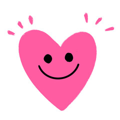 Cute pink smiling heart clipart.Happy love icon.Valentines symbol.