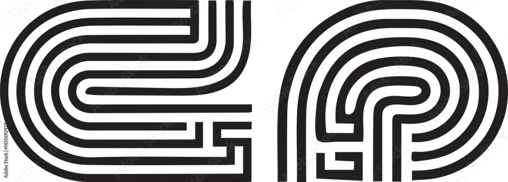 Poster abstract geometric shapes with intricate lines