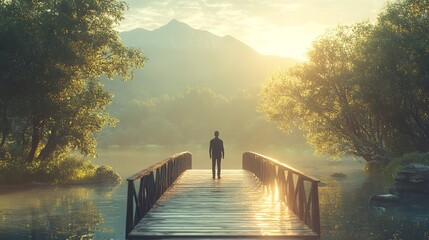 Silhouette of a tree at sunset over mountains.