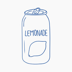 Lemonade can with a simple design featuring a lemon illustration