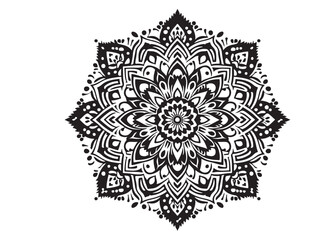 vector silhouette of a black mandala vector logo silhouette, mandala logo icon silhouette vector, mandala floral design silhouette vector, a black and white mandala silhouette design icon logo vector 