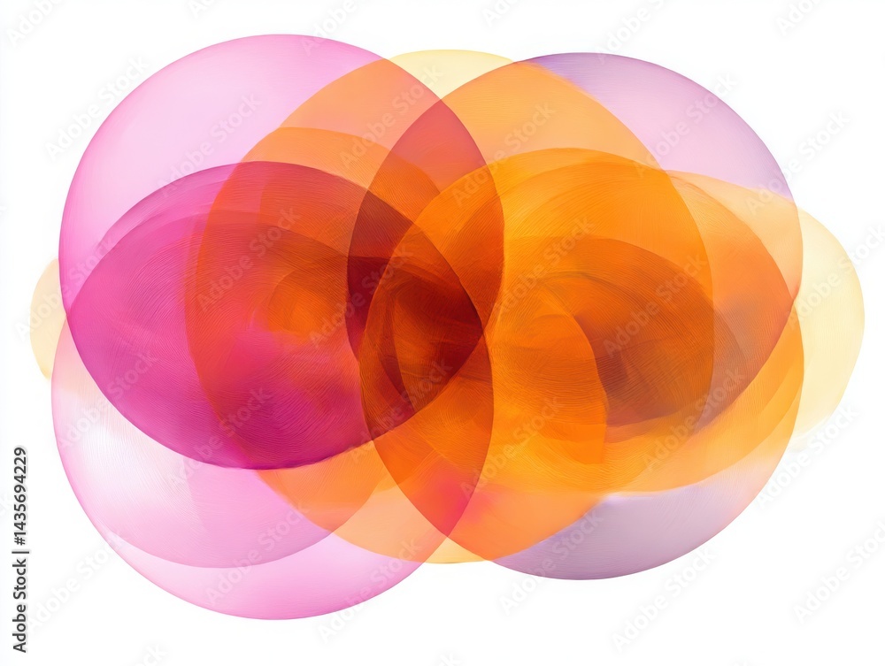 Poster overlapping circles abstract design on white background