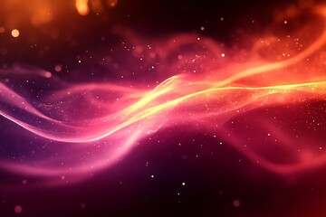 Fototapeta premium Abstract Red Orange Wave With Glowing Particles