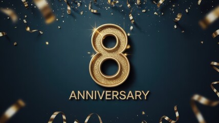 Golden celebration number eight anniversary graphic.