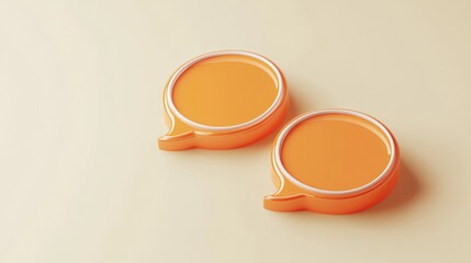 Orange Speech Bubbles on Beige Background