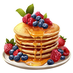 pancakes with berries PNG isolated on transparent background