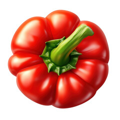 Stunning close up of a vibrant red bell pepper, isolated on transparent background