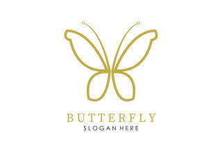 Beauty butterfly logo collection with line art style