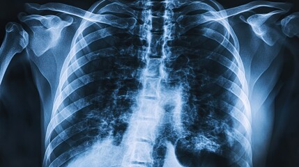 Detailed Chest X-ray Image Revealing Respiratory Condition Diagnostics