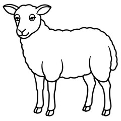 Sheep Silhouette in Clean Line Art