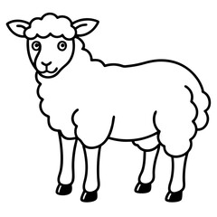Sheep Silhouette in Clean Line Art