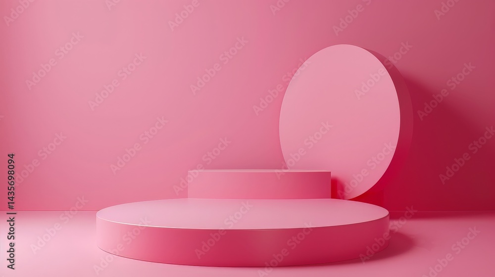 Poster ping background product display with spiral shape and bubble decoration.