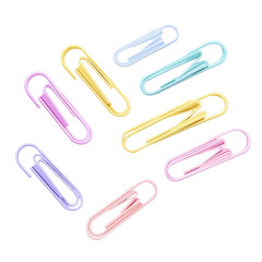 Colorful paperclips arranged in a design
