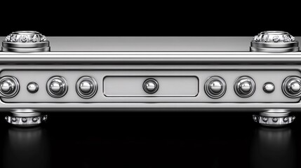 Fototapeta premium Sleek Silver Metal Device with Detailed Knurling and Buttons